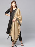 Ahalyaa Women's Black Poly Silk Printed Kurta Pant With Dupatta