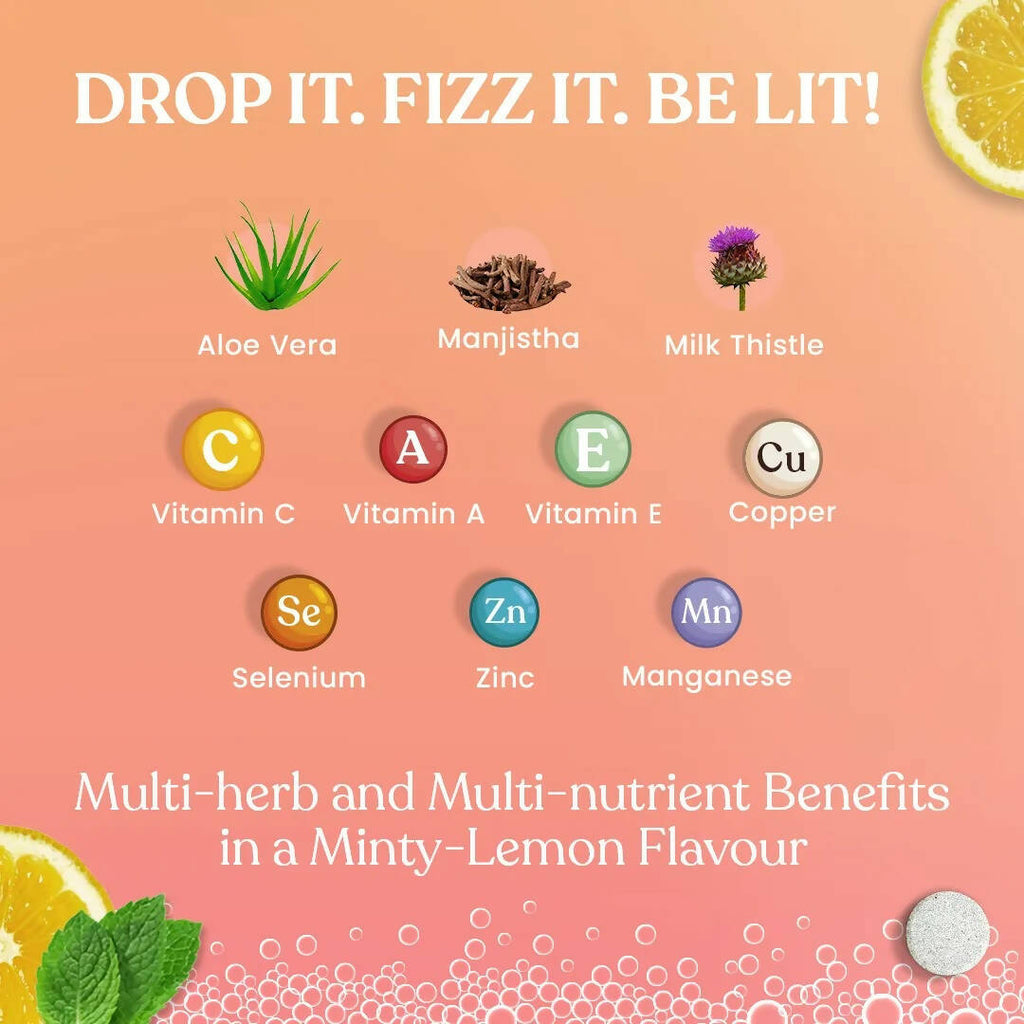 Kapiva Ayurveda Radiance Fizz Happy Skin Effervescent Tablets - Minty Lemon