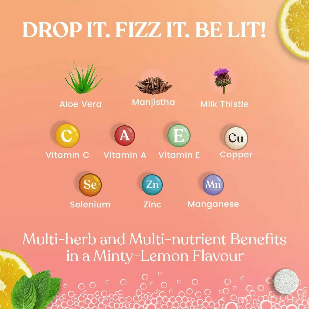 Kapiva Ayurveda Radiance Fizz Happy Skin Effervescent Tablets - Minty Lemon