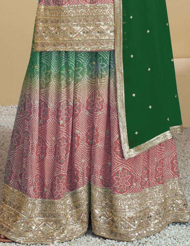 Vastranavya Bandhej Printed Chinon Chiffon Embroidered Sequins Pakistani Suit