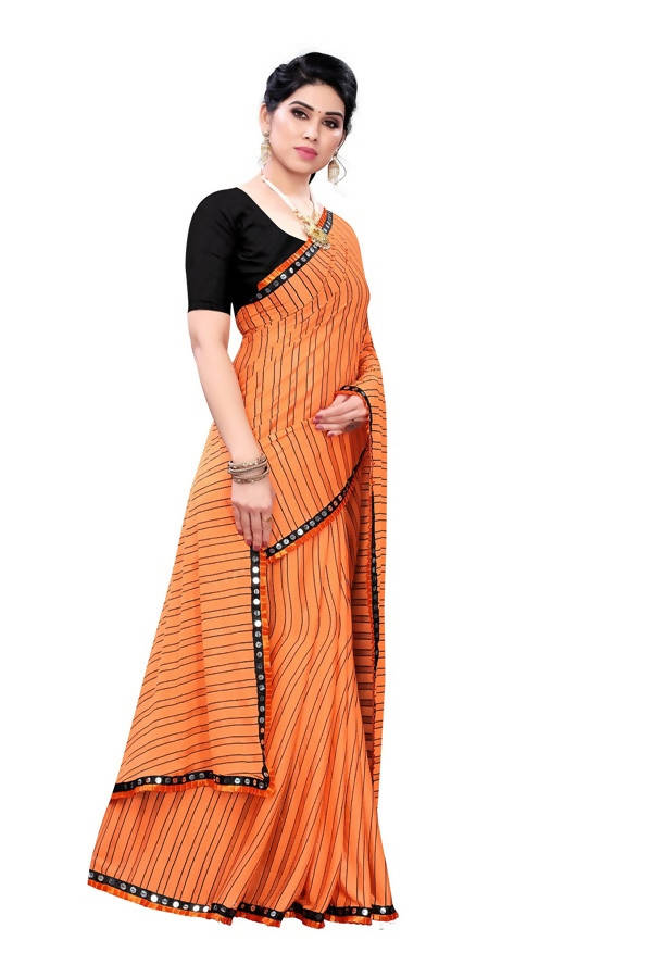 Vamika Orange Malai Silk Printed Saree (Zigzag Orange)