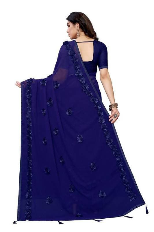 Vamika Navy Georgette Embroidery Saree (GULABO NAVY)