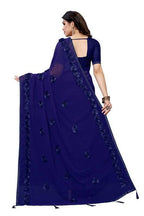 Vamika Navy Georgette Embroidery Saree (GULABO NAVY)