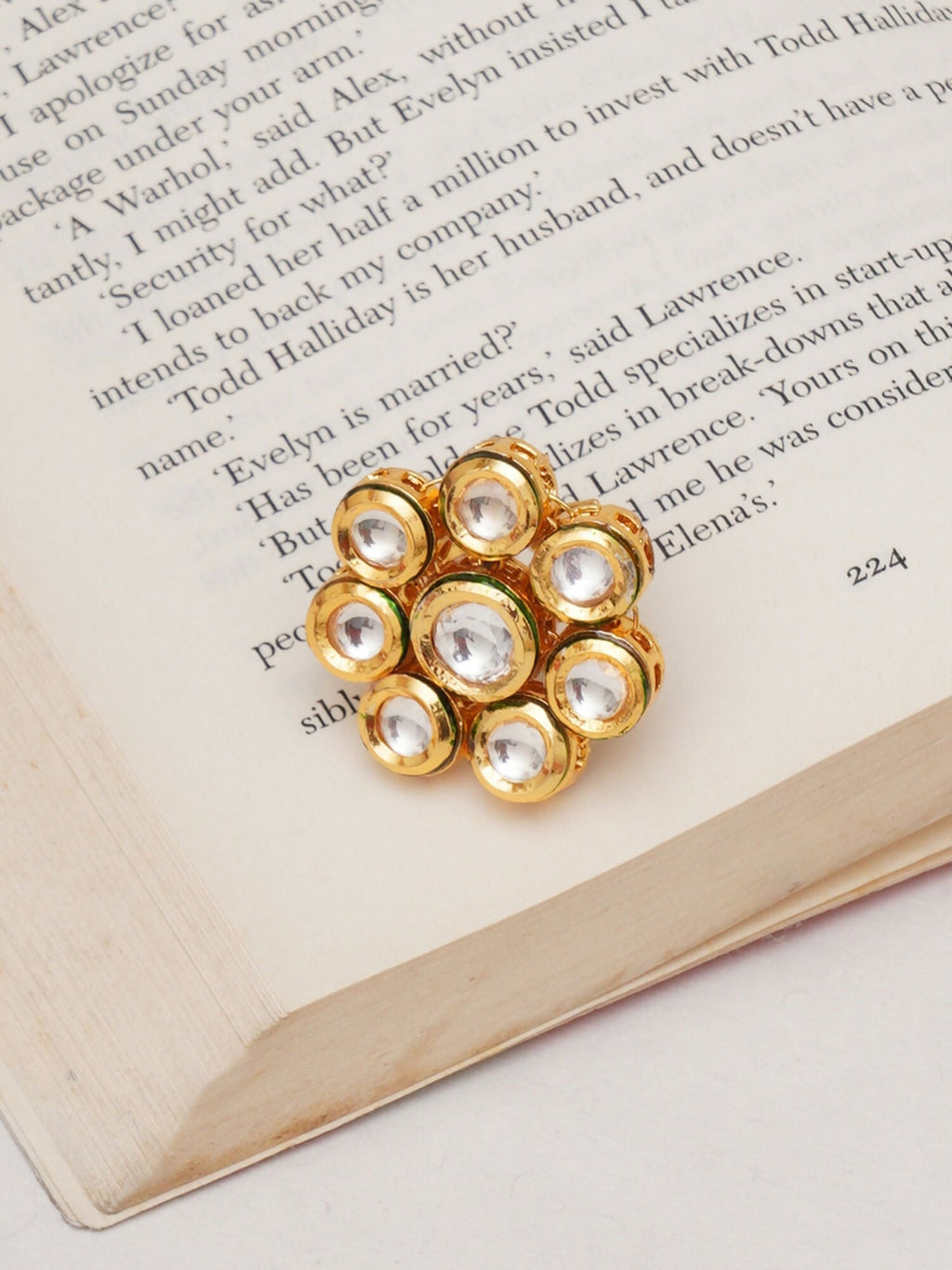 Kundan Flower Ring (gold) - Ruby Raang