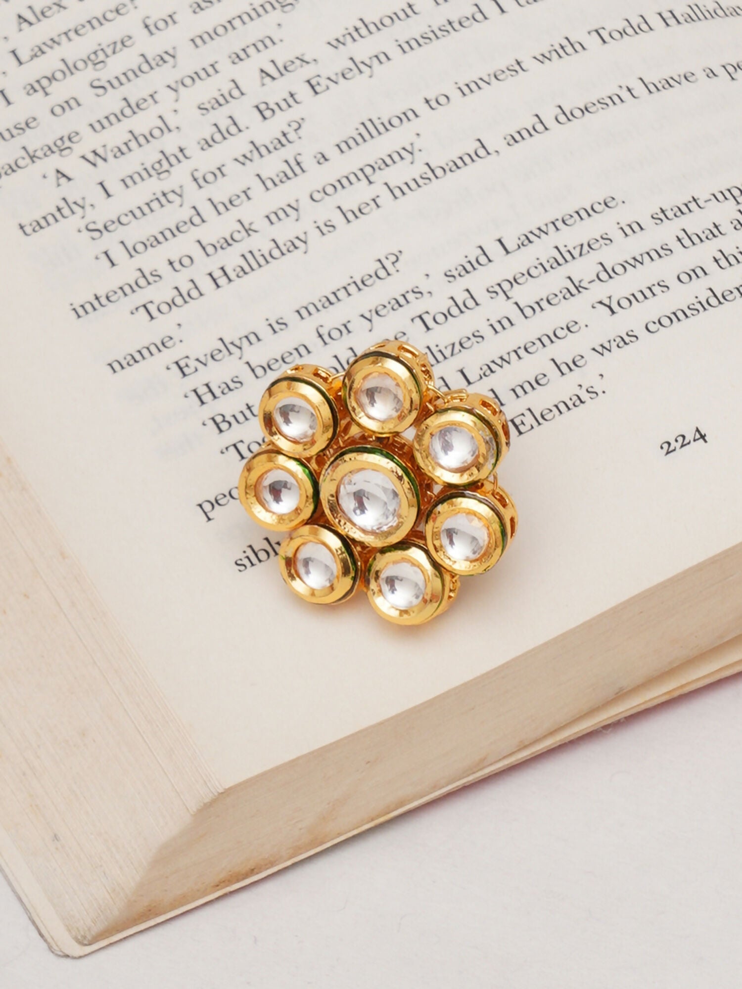 Kundan Flower Ring (gold) - Ruby Raang