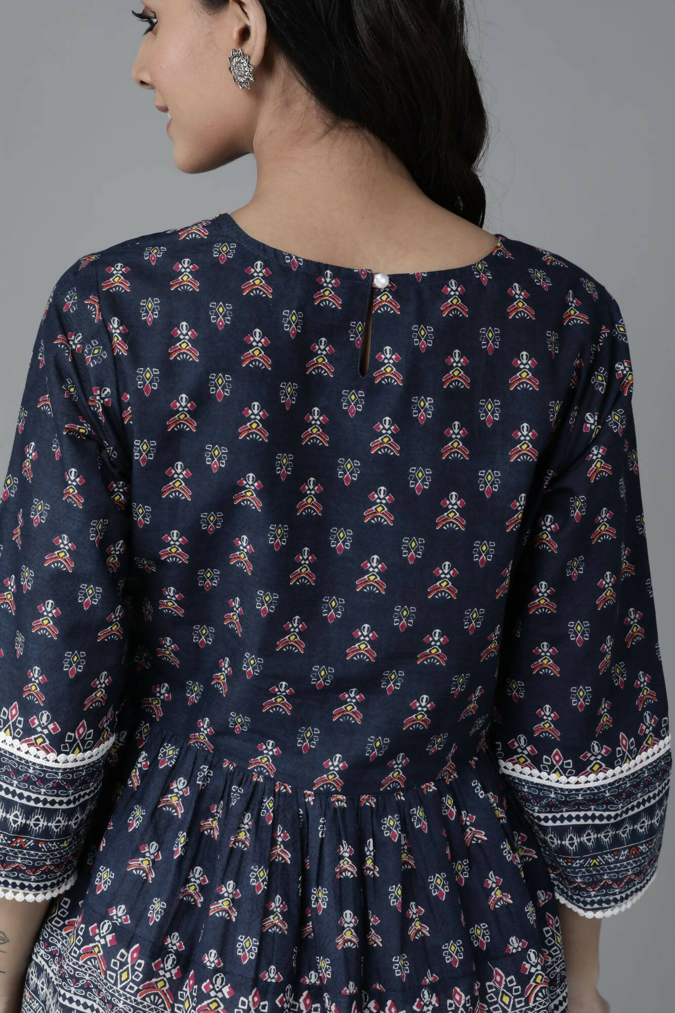 Juniper Women Indigo Cambric Printed A-Line Tunic - Distacart