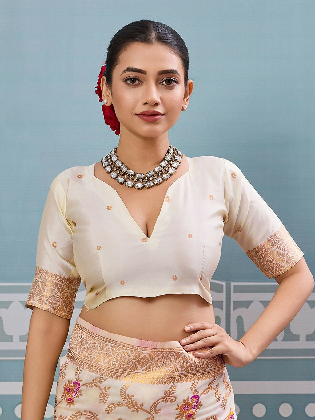 Shree Shyam Fashion Cream Silk Saree - Distacart
