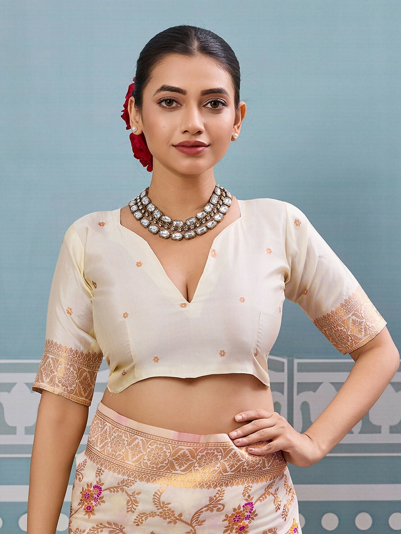 Shree Shyam Fashion Cream Silk Saree - Distacart