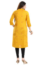 Snehal Creations Checkered Print Yellow Long Cotton Kurti - Distacart