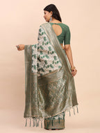 Shree Shyam Fashion Linen Cotton Green Saree - Distacart