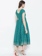 Cheera Embellished Daily Wear Cotton Blend Kurta - Turquoise Green