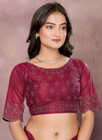 Vellora Maroon Lycra Swarovski Stone Work Designer Saree - Distacart
