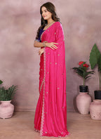 Vellora Rani Chinon Embroidery & Hand Moti Work Saree - Distacart