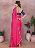 Vellora Rani Chinon Embroidery & Hand Moti Work Saree - Distacart