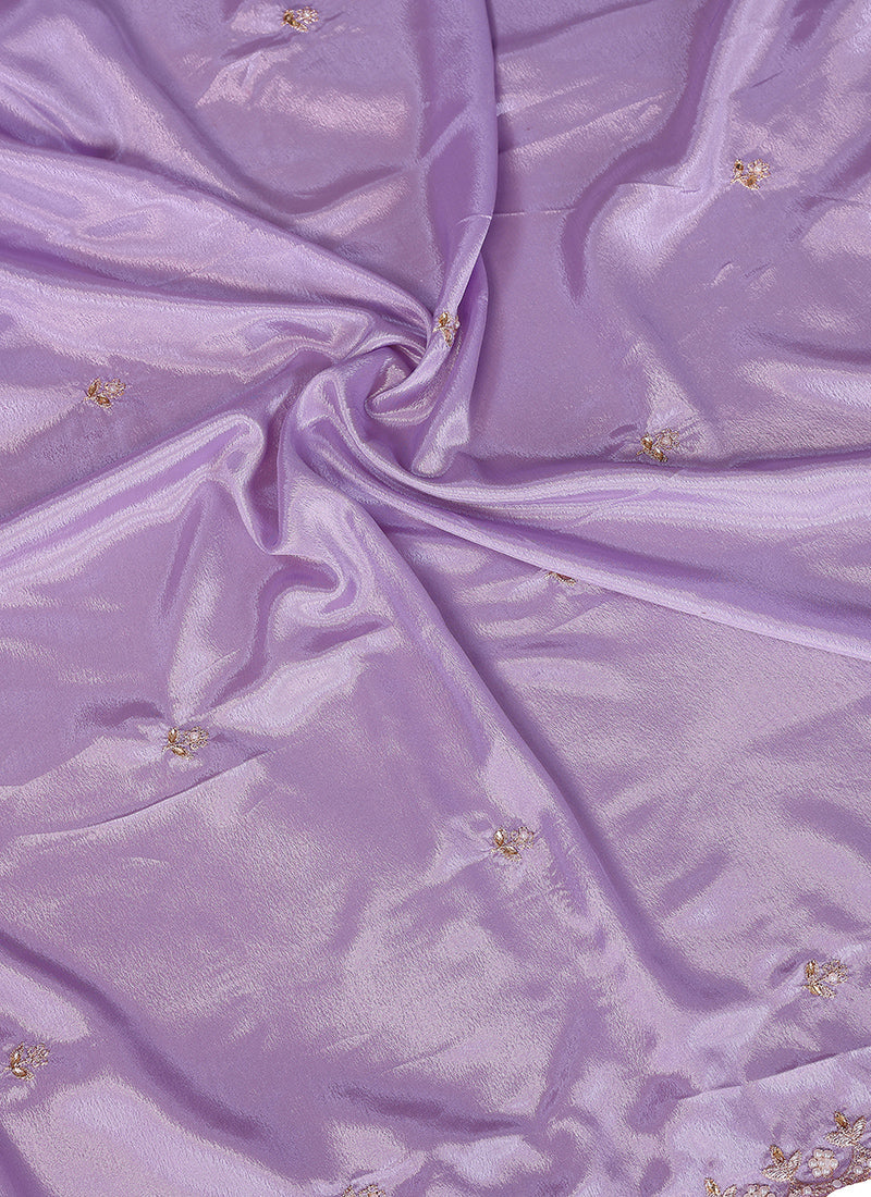 Vellora Purple Chinon Embroidery & Hand Moti Work Saree - Distacart
