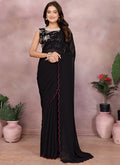 Vellora Black Georgette Sequin Work Party Wear Saree - Distacart