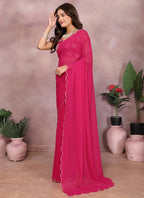 Vellora Rani Pink Georgette Sequin Work Saree - Distacart