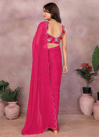 Vellora Rani Pink Georgette Sequin Work Saree - Distacart