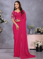 Vellora Rani Georgette Embroidery Zari Work Saree - Distacart