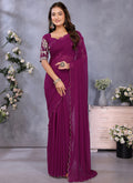 Vellora Wine Georgette Embroidery Zari Work Saree - Distacart