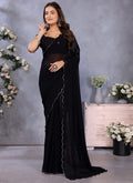 Vellora Black Georgette Embroidery Zari Work Saree - Distacart