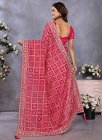 Vellora Red Vichitra Silk Foil Embroidery Codding Work Saree - Distacart