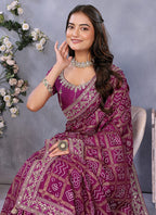 Vellora Wine Vichitra Silk Foil Embroidery Codding Work Saree - Distacart