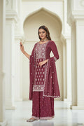 EthnicFestive Wear Premium Chinon Fabric Maroon Stitched Suit With Dupatta-Zeeya
