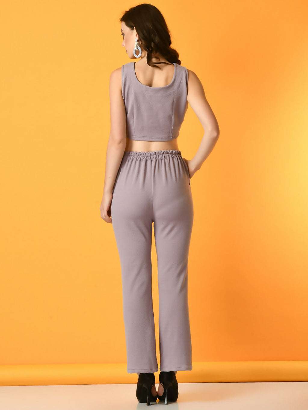 Myshka Women's Lavender Solid Top With Trousers