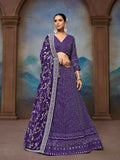 Purple Georgette Embroidery Work Lehenga Choli - Jihu Culture