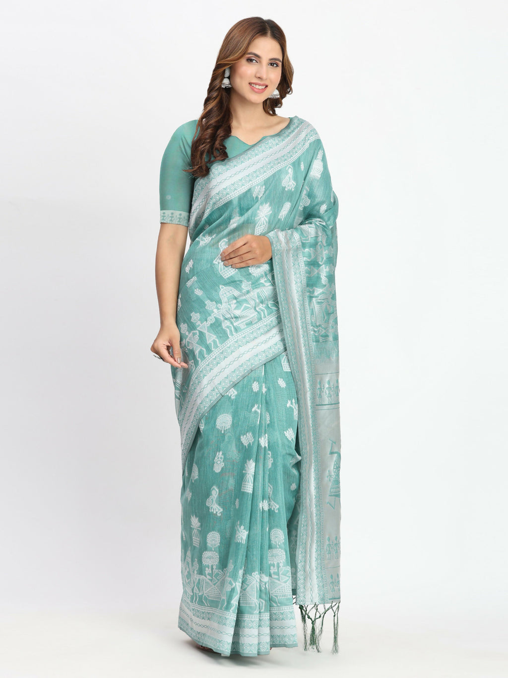 Shree Shyam Fashion Linen Cotton Mustard Saree - Distacart