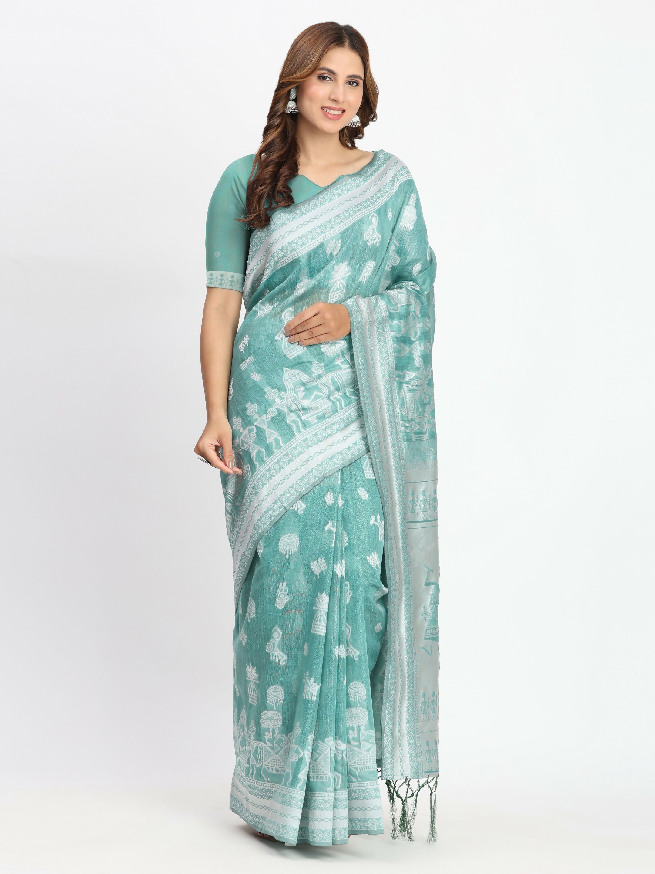 Shree Shyam Fashion Linen Cotton Mustard Saree - Distacart
