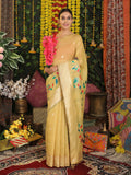 Shree Shyam Fashion Linen Cotton Yellow Saree - Distacart