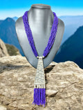 Inhanns Day-To-Dinner Tie Shaped Oxidized Black Metal Multi-Layered Long Only Necklace - Dark Prule Necklace