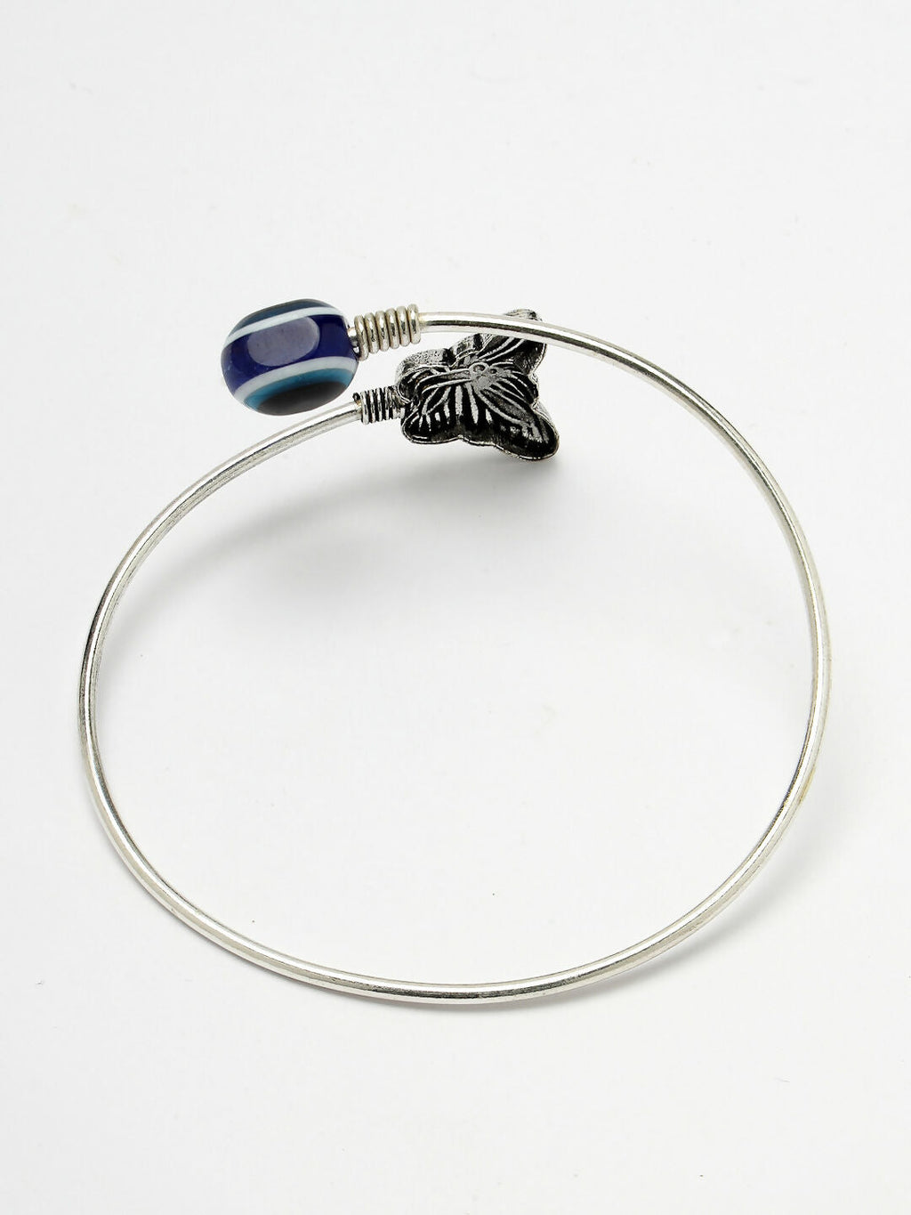NVR Women Oxidised Rhodium-Plated Evil Eye Kada Bracelet - Distacart