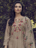 Indo Era Coffee Embroidered Straight Kurta Trouser With Dupatta Set - Distacart