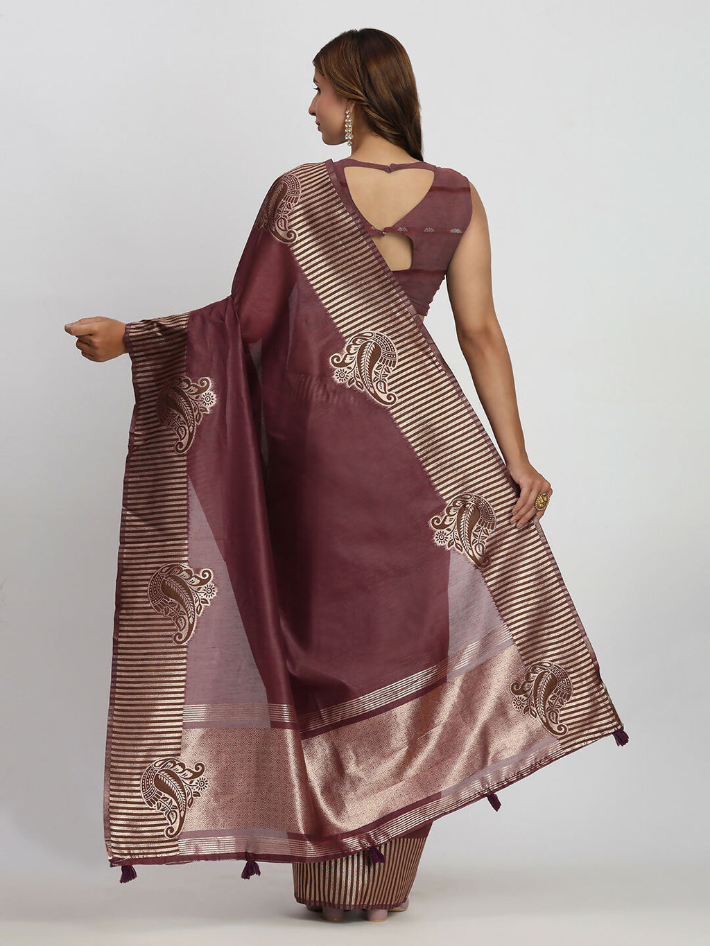 Shree Shyam Fashion Linen Cotton Purple Saree - Distacart