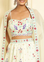 Eilara Glamorous Off White Thread Embroidered Georgette Lehenga Set