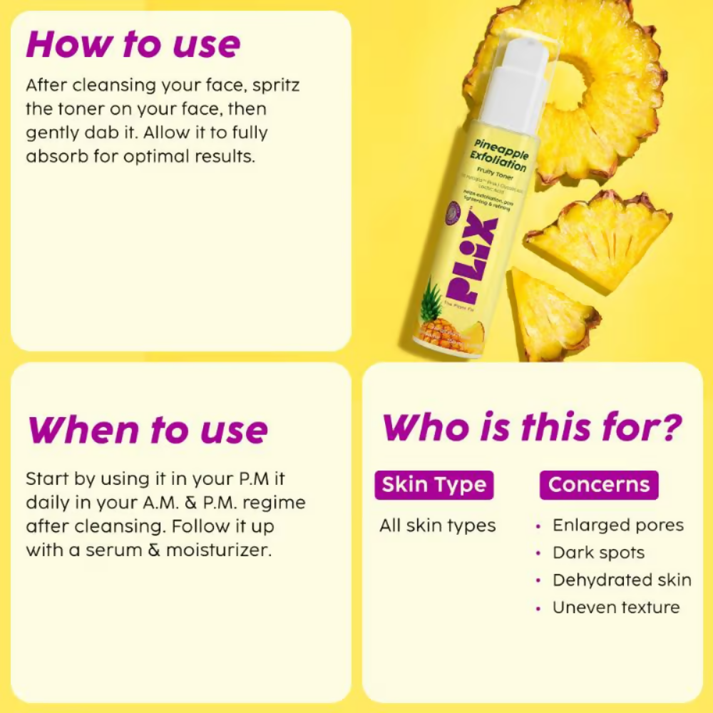 Plix Pineapple 3% Hyloglo PHA Alcohol Free Face Toner - Distacart