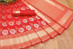 DEIANA'S Beautiful Designer Golden zari Soft Lichi Silk Saree - Red