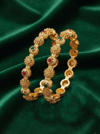 NVR Women Set of 2 Gold Plated Artificial Stone Bangle - Distacart