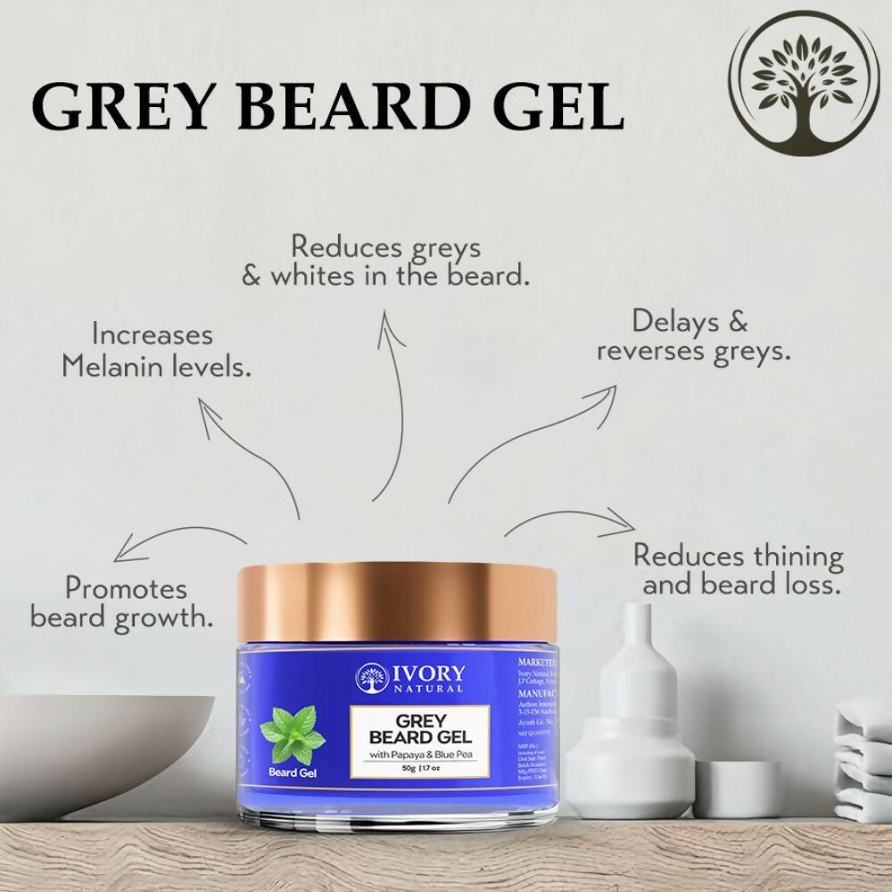 Ivory Natural Grey Beard Gel Restores Dark Shine & Vibrant Of Beard - Distacart