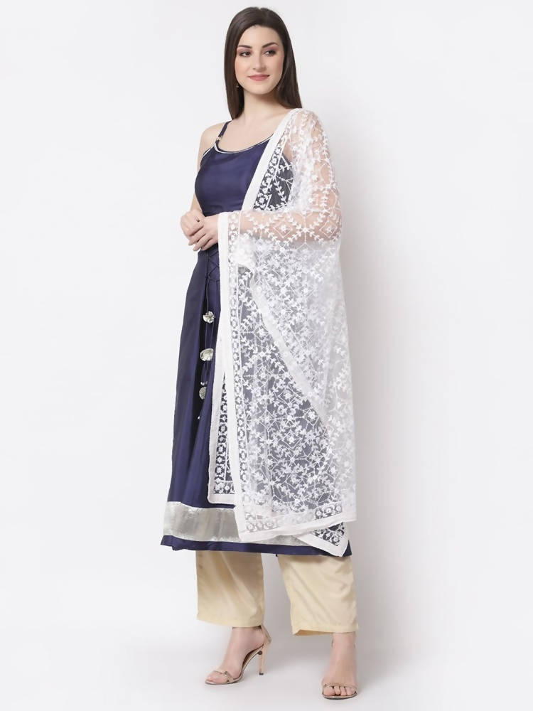 Myshka Blue Color Silk blend Embroidered Kurta With Dupatta Set