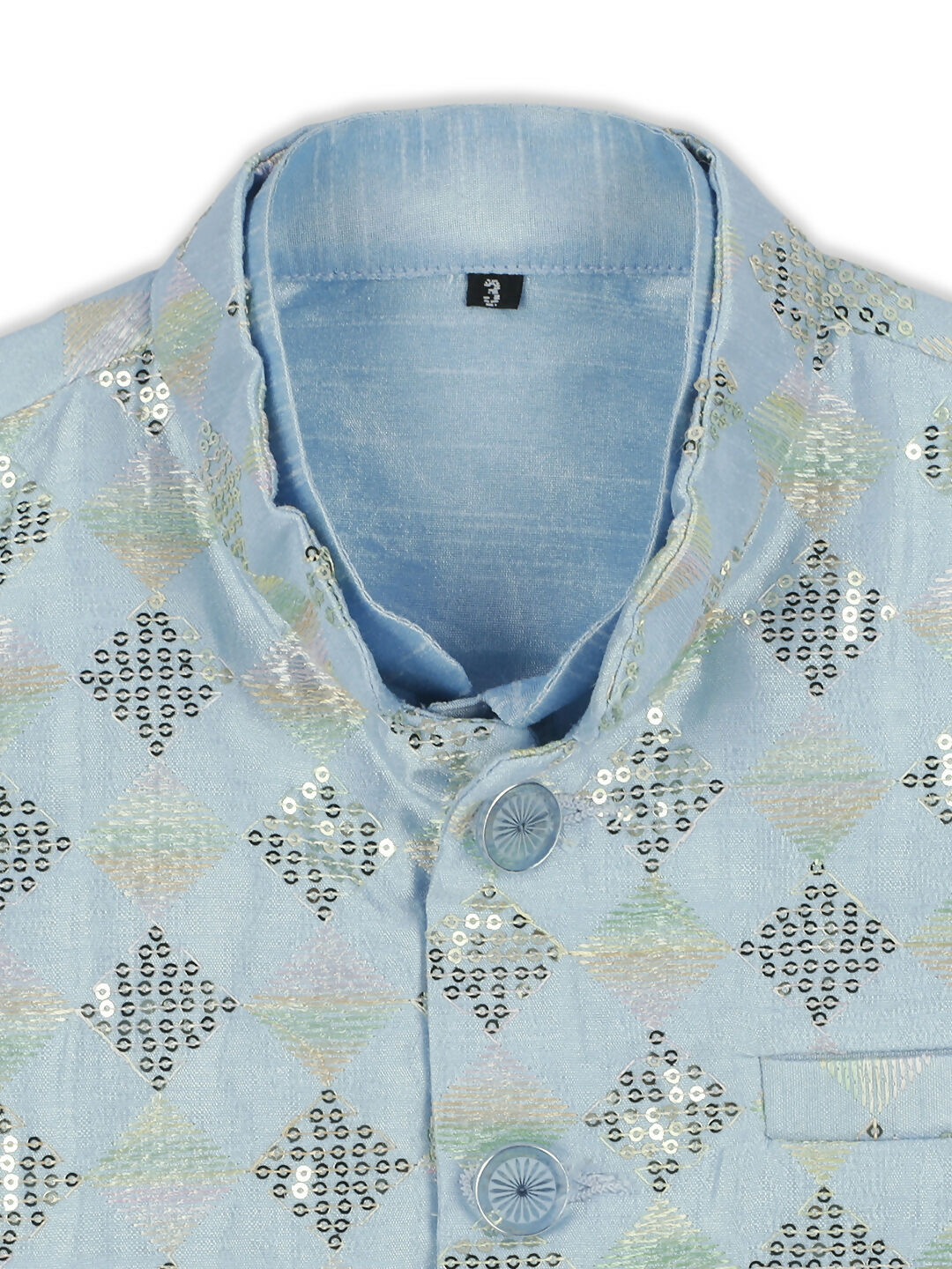 Joban Fashion Kids Island stylish Tikli work Nehru Jacket Full Sleeves Kurta, Pyjama Set - Sky Blue - Distacart