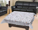 Yellow Weaves Polyester Floral Rectangular Designer Net Fabric Center 4 Seater Table Cover - White