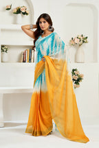 Vastranavya Multi Digital Printed Linen Ready To Wear Designer Saree with Unstitched Blouse - Distacart