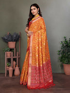 Joban Fashion Orange Plain Banarasi Silk Sarees