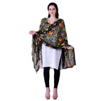 SWI Stylish Women's Embroidered Phulkari Chiffon Black Dupatta