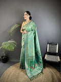 Joban Fashion Aqua Green Geometric Pattern Soft Silk Patola Saree - Distacart