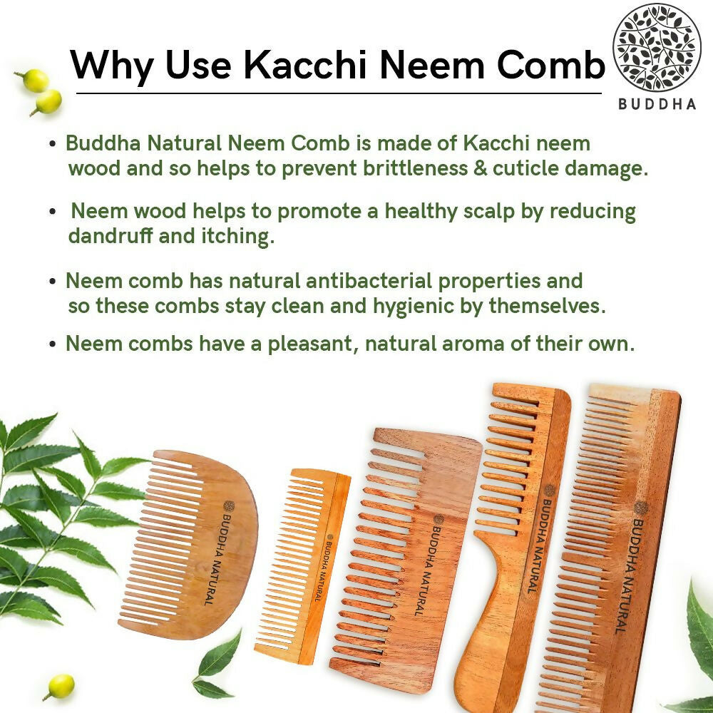 Buddha Natural Handle Kacchi Neem Wooden Comb - Distacart